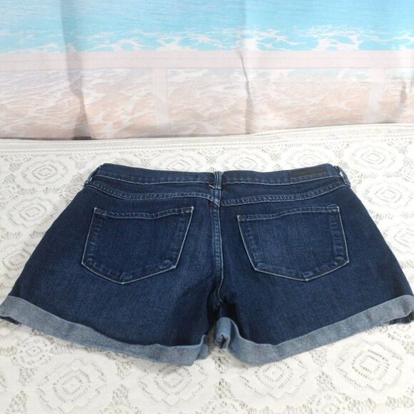 Abercrombie & Fitch Denim Jean Shorts Dark Wash Cuffed Hem Size 24/4 - Picture 2 of 6